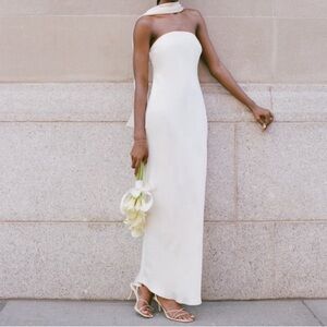 Abercrombie & Fitch Cream Julia Strapless Scarf Dress